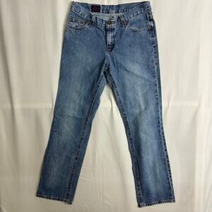 Vintage Lee Dungarees Size 8 Low Rise Flare Cowgirl Flared Denim Blue Jeans